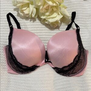 Victoria's Secret Pink and Black Lace Push-Up Bra